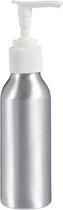 zeepdispenser 100 ml aluminium zilver/wit