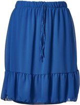 Dames korte strokenrok met siertouwtje kobalt | Maat Onze size, XS-M