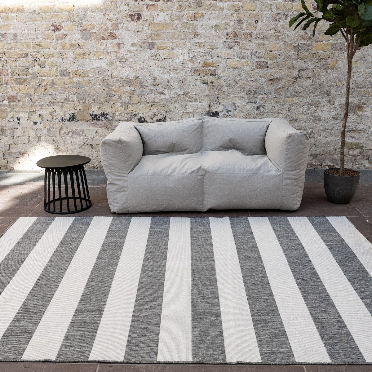 Buitenkleed Stripes Grijs/Wit dubbelzijdig - 240 x 340 cm - (XL)