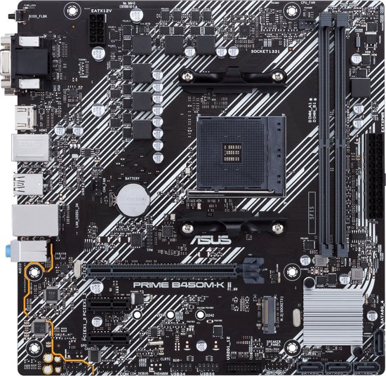 Foto: Asus prime b450m k ii moederbord socket amd am4 vormfactor micro atx moederbord chipset amd b450