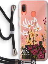 Case Company® - Samsung Galaxy A20e hoesje met Koord - Painted wildflowers - Telefoonhoesje met Zwart Koord - Bescherming aan alle Kanten en Over de Schermrand