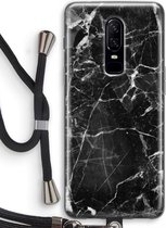 Case Company® - OnePlus 6 hoesje met Koord - Zwart Marmer 2 - Soft Case - Bescherming aan alle Kanten - Zijkanten Transparent - Bescherming Over de Schermrand - Back Cover - Crossbody case me