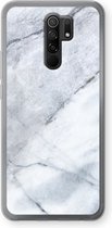 Case Company® - Xiaomi Redmi 9 hoesje - Witte marmer - Soft Cover Telefoonhoesje - Bescherming aan alle Kanten en Schermrand