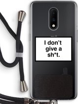 Case Company® - OnePlus 7 hoesje met Koord - Don't give a shit - Telefoonhoesje met Zwart Koord - Bescherming aan alle Kanten en Over de Schermrand