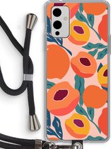 Case Company® - OnePlus 9 hoesje met Koord - Perzik - Telefoonhoesje met Zwart Koord - Bescherming aan alle Kanten en Over de Schermrand