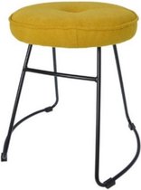kruk 43 x 47 x 46 cm fluweel/staal geel/zwart