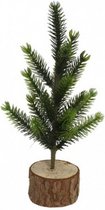 decoratie kerstboom 8 x 20 cm hout groen/naturel