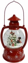 lantaarn Sneeuwpop led 12 x 11 x 25 cm glas rood