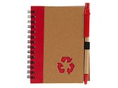 notitieboek met pen 13 x 10,5 cm karton rood 2-delig