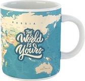 mok World 300 ml 12 x 10 cm keramiek turquoise