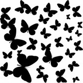 muursticker Butterflies Silhouettes vinyl zwart 2-delig