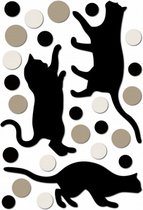 muursticker Fancy Cats 3D PVC zwart/beige 25-delig