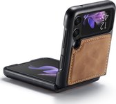 Hoesje geschikt voor Samsung Galaxy Z Flip 3 - Book Case Leer Slimline Bruin