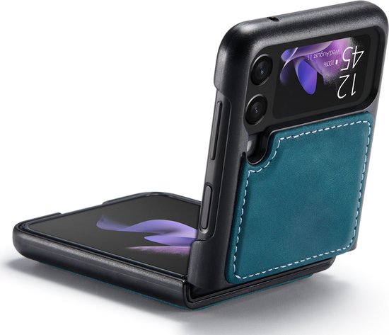 Hoesje geschikt voor Samsung Galaxy Z Flip 3 - Book Case Leer Slimline  Blauw | bol