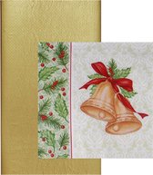 Nappe/nappe en papier or avec serviettes de Noël - Table de dîner de Noël