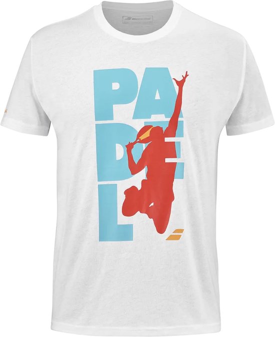 T-shirt de padel unisexe Babolat TEAM - blanc/bleu/rouge - taille L