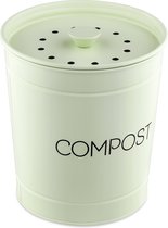 Navaris metalen compostbak 3l - Afvalbakje met 3x filter tegen vieze geuren - Prullenbak met deksel voor gft-afval - Compostemmer keuken - Mintgroen