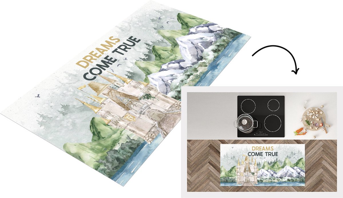 KitchenYeah Keukenloper - Loper keuken - Spreuken - Dreams come true - Quotes - 120x60 cm - Keukenloper vinyl Multicolor