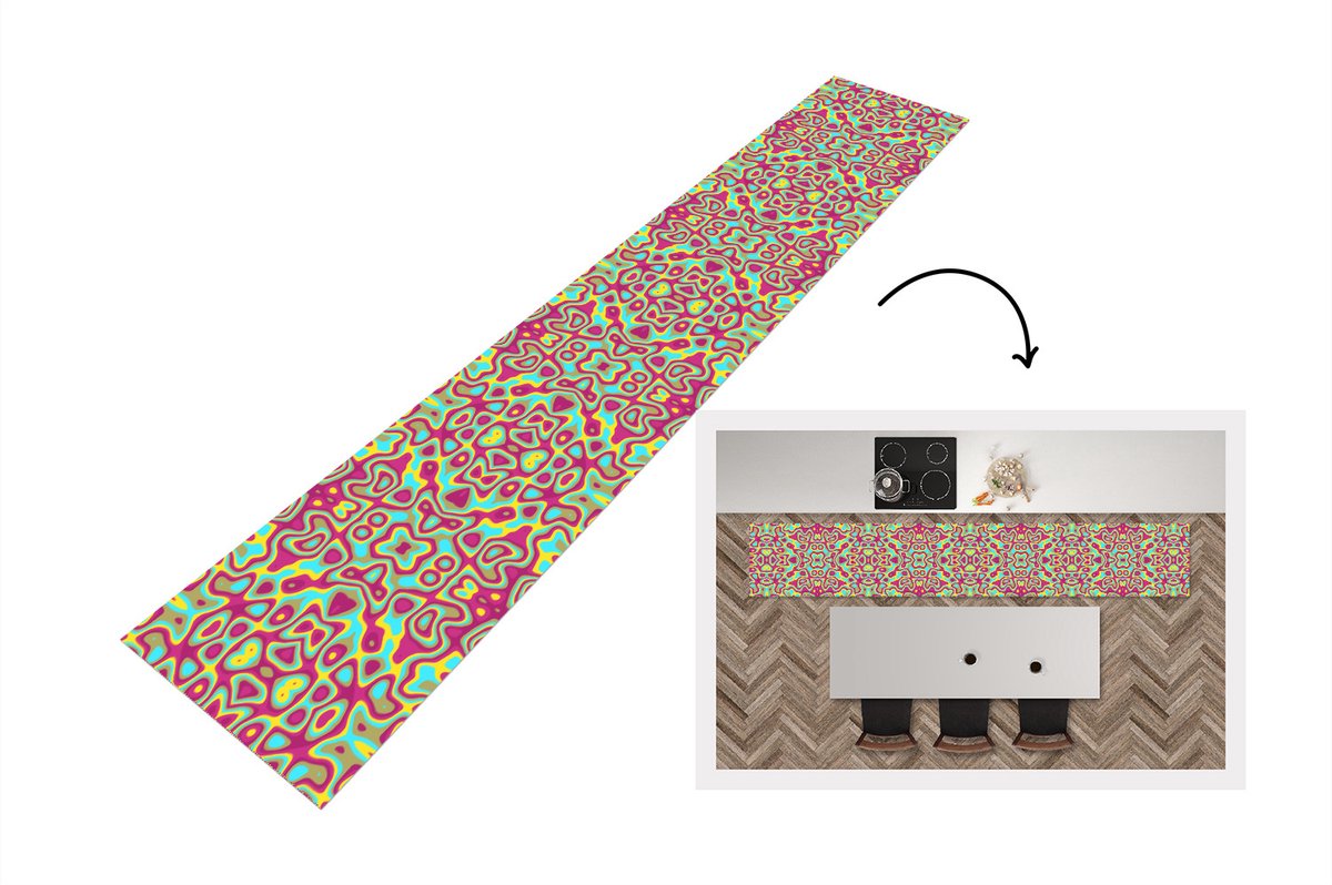 KitchenYeah Keukenloper - Loper keuken - Abstract - Patroon - Lavalamp - Hippie - 300x50 cm - Keukenloper vinyl Multicolor