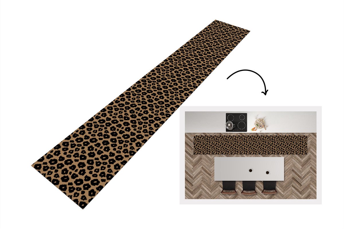 KitchenYeah Keukenloper - Loper keuken - Patroon - Jaguar - Stippen - 300x50 cm - Keukenloper vinyl Multicolor