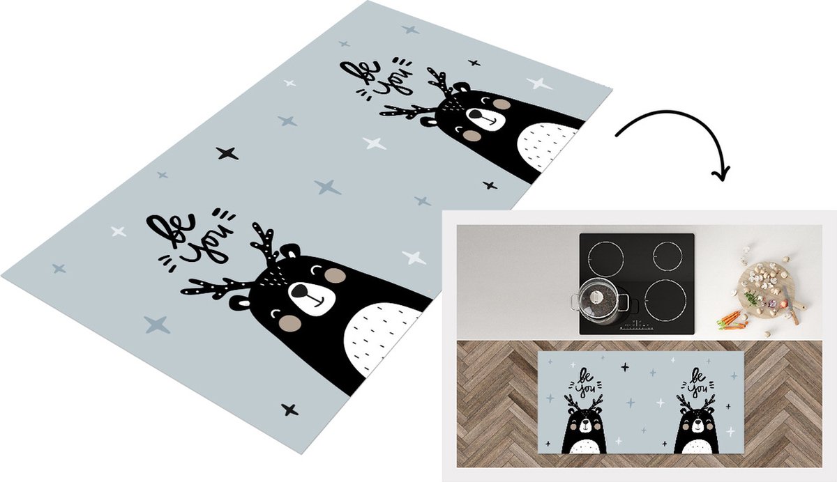 KitchenYeah Keukenloper - Loper keuken - Spreuken - Be you - Quotes - Kinderen - 120x60 cm - Keukenloper vinyl Multicolor