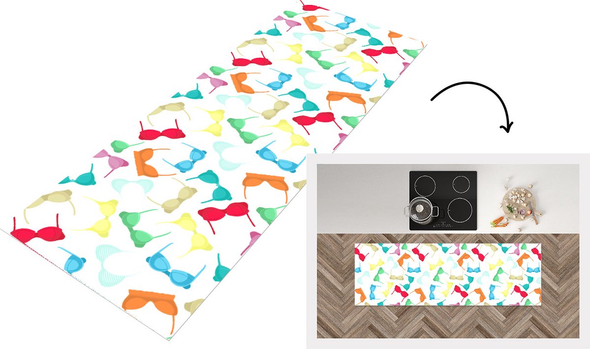 KitchenYeah Keukenloper - Loper keuken - Bh - Regenboog - Vrouwen - Patroon - Keukenloper vinyl multicolor, foto 2