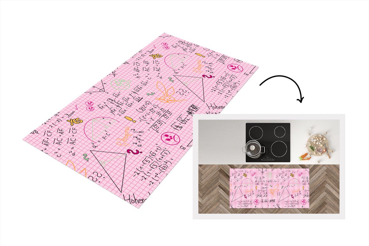 KitchenYeah Keukenloper - Loper keuken - Wiskunde - Doodle - Geometrie - Regenboog - Patronen - 120x60 cm - Keukenloper vinyl Multicolor