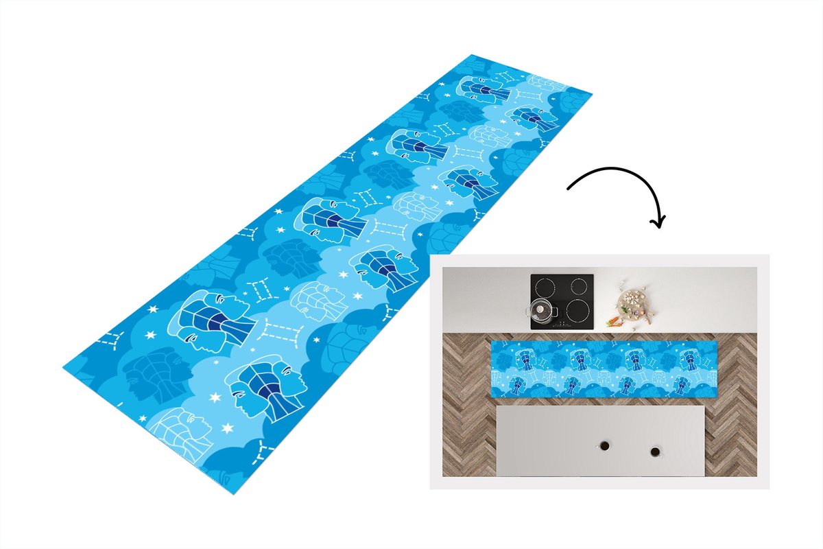 KitchenYeah Keukenloper - Loper keuken - Zodiac - Tweeling - Design - 200x50 cm - Keukenloper vinyl Multicolor