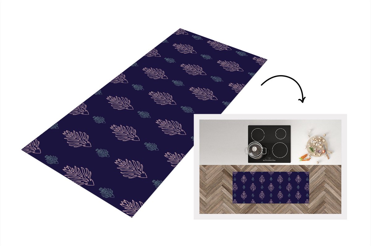 KitchenYeah Keukenloper - Loper keuken - Art Deco - Contour - Patronen - 120x50 cm - Keukenloper vinyl Multicolor