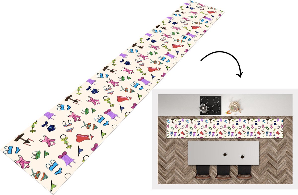 KitchenYeah Keukenloper - Loper keuken - Lingerie - Ondergoed - Patroon - Keukenloper vinyl multicolor, foto 7