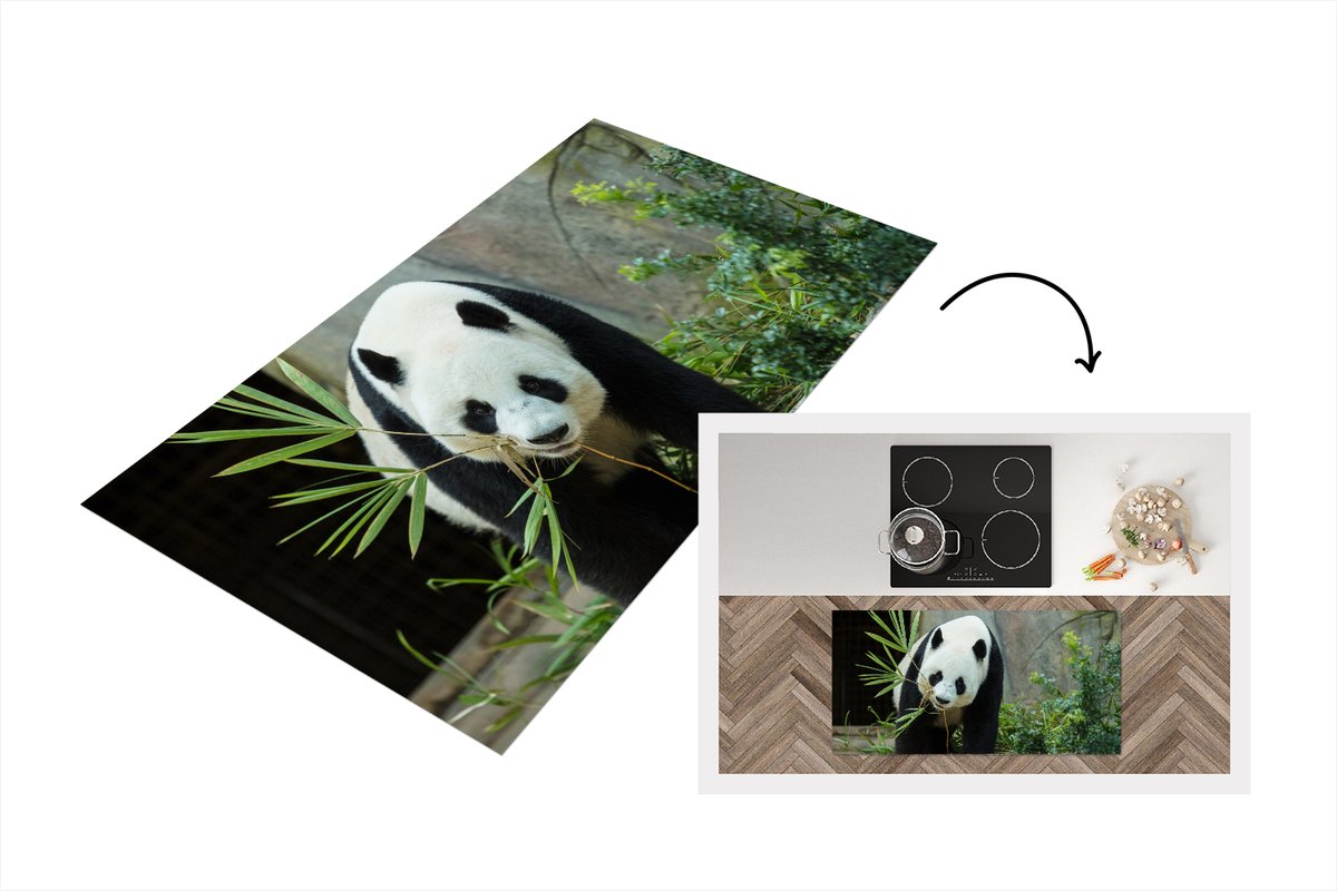 KitchenYeah Keukenloper - Loper keuken - Panda - Boomstam - Grot - 120x60 cm - Keukenloper vinyl Multicolor