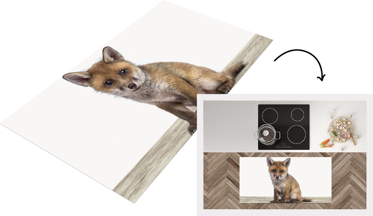 KitchenYeah Keukenloper - Loper keuken - Babykamer - Vosje - baby vos - Kinderkamer - Meisjeskamer - Jongenskamer - 120x60 cm - Keukenloper vinyl Multicolor
