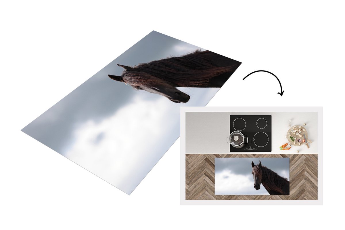 KitchenYeah Keukenloper - Loper keuken - Paard - Lucht - Portret - 120x60 cm - Keukenloper vinyl Multicolor