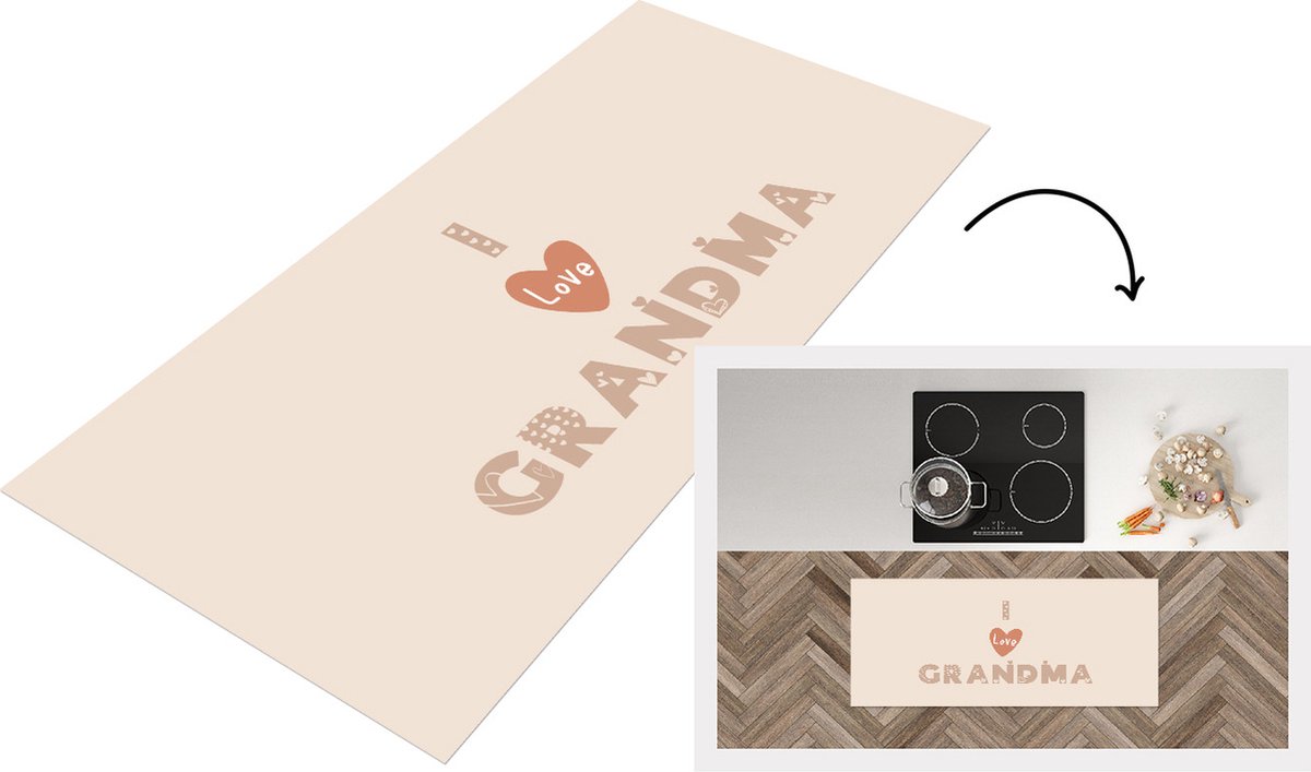 KitchenYeah Keukenloper - Loper keuken - Spreuken - Quotes I Love Grandma Moederdag - Oma cadeau - Pastel - 120x50 cm - Keukenloper vinyl Multicolor