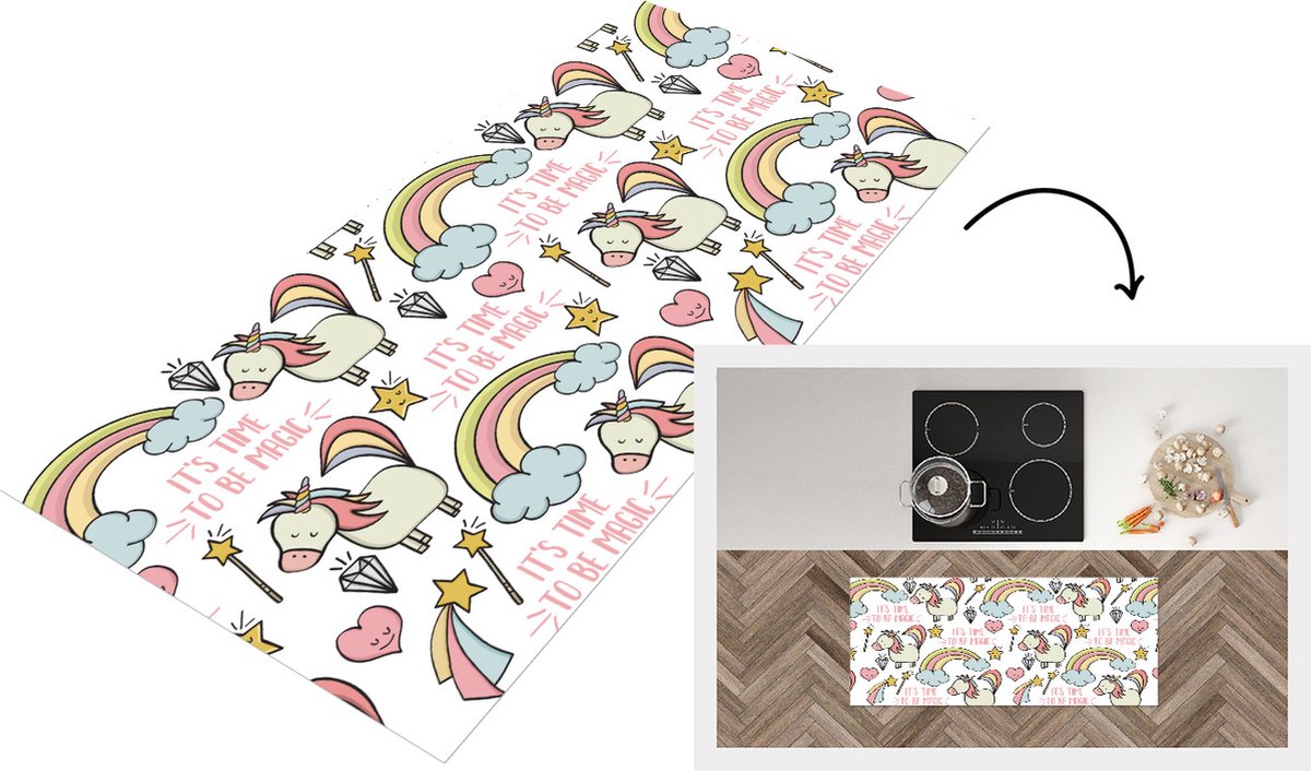 KitchenYeah Keukenloper - Loper keuken - Regenboog - Unicorn - Diamant - Quotes - Patroon - 120x50 cm - Keukenloper vinyl Multicolor