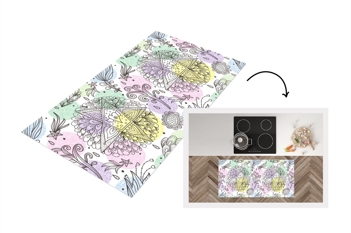 KitchenYeah Keukenloper - Loper keuken - Meiden - Bloemen - Sterretjes - Patronen - 120x60 cm - Keukenloper vinyl Multicolor