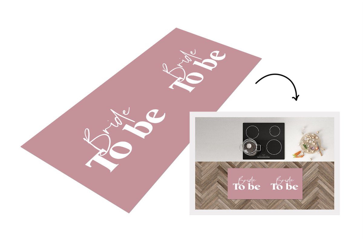 KitchenYeah Keukenloper - Loper keuken - Quotes - Bruid - 'Bride to be' - Spreuken - 120x50 cm - Keukenloper vinyl Multicolor