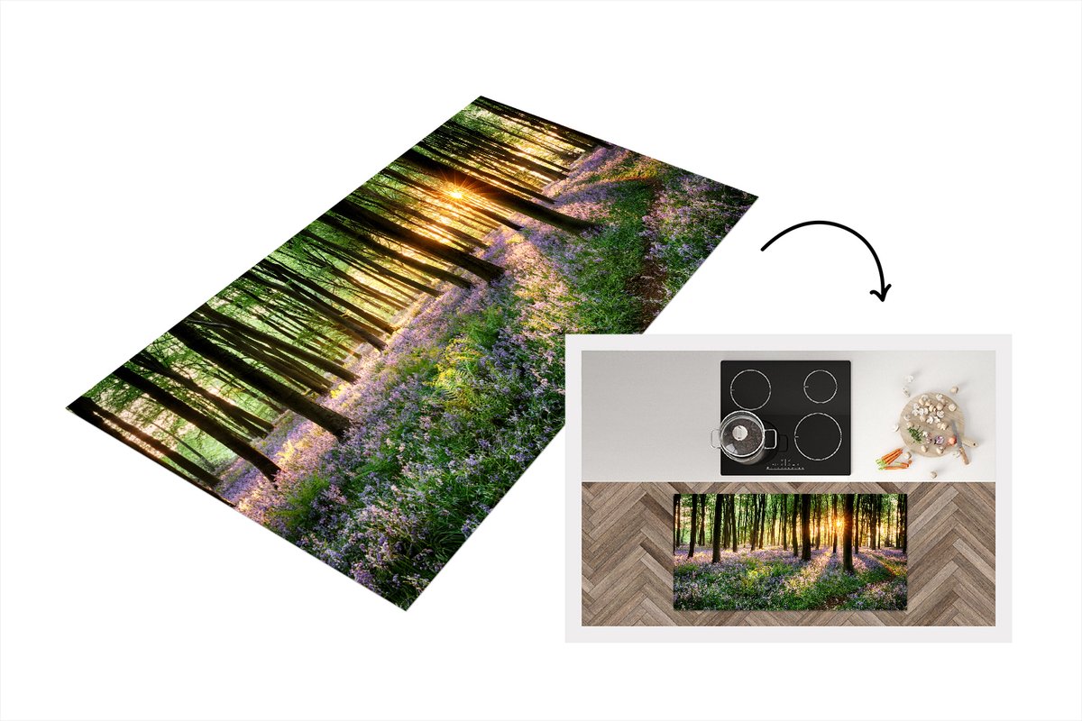 KitchenYeah Keukenloper - Loper keuken - Bos - Bomen - Bloem - 120x60 cm - Keukenloper vinyl Multicolor