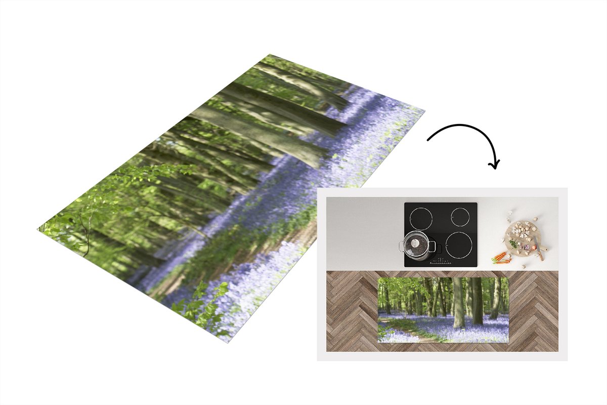 KitchenYeah Keukenloper - Loper keuken - Bos - Pad - Wilde Bloemen - 120x60 cm - Keukenloper vinyl Multicolor