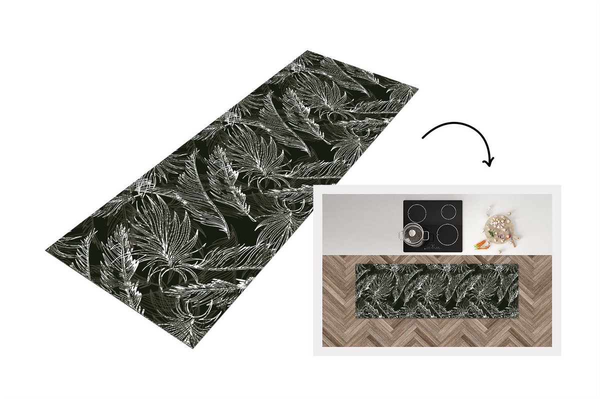 KitchenYeah Keukenloper - Loper keuken - Palmblad - Tropisch - Design - Hawaii - 180x60 cm - Keukenloper vinyl Multicolor
