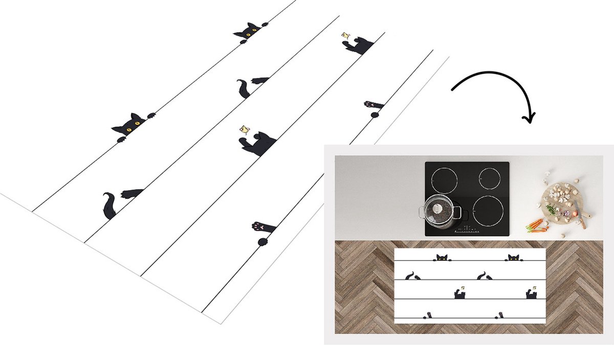 KitchenYeah Keukenloper - Loper keuken - Kat - Patronen - Muis - 120x60 cm - Keukenloper vinyl Multicolor