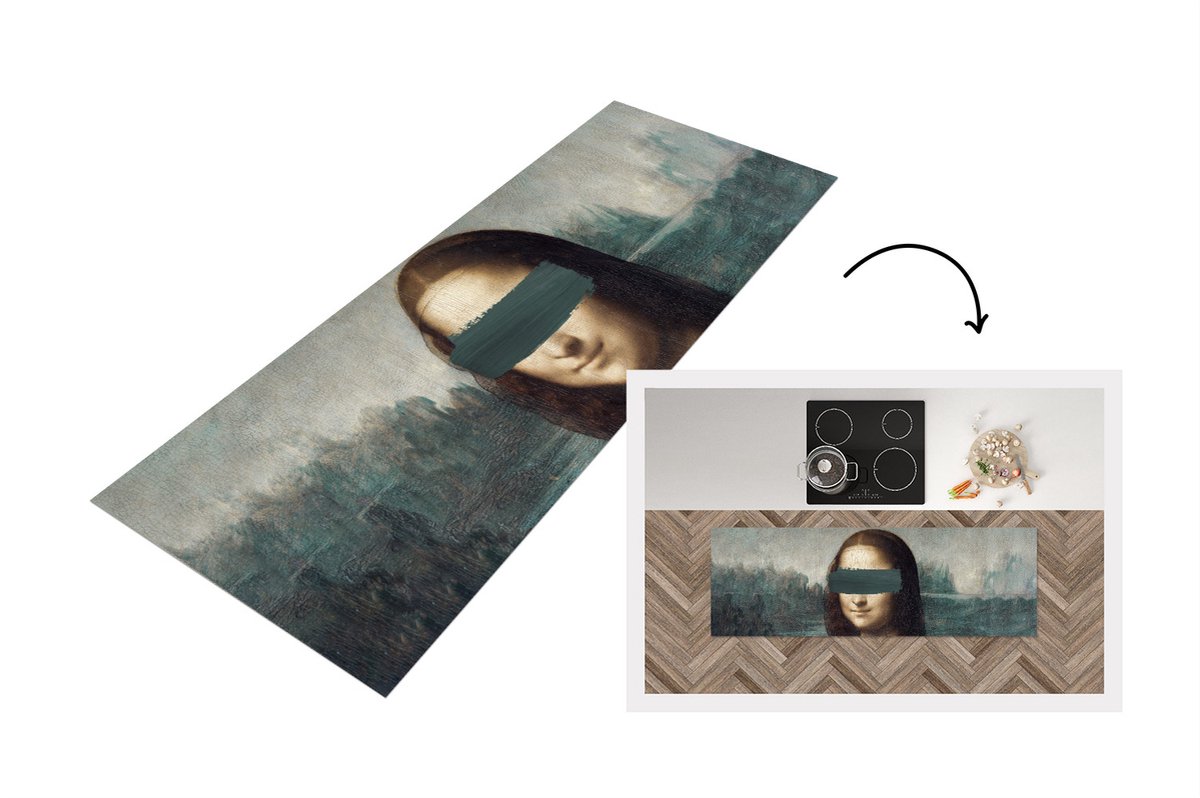 KitchenYeah Keukenloper - Loper keuken - Mona Lisa - Da Vinci - Verf - 150x50 cm - Keukenloper vinyl Multicolor