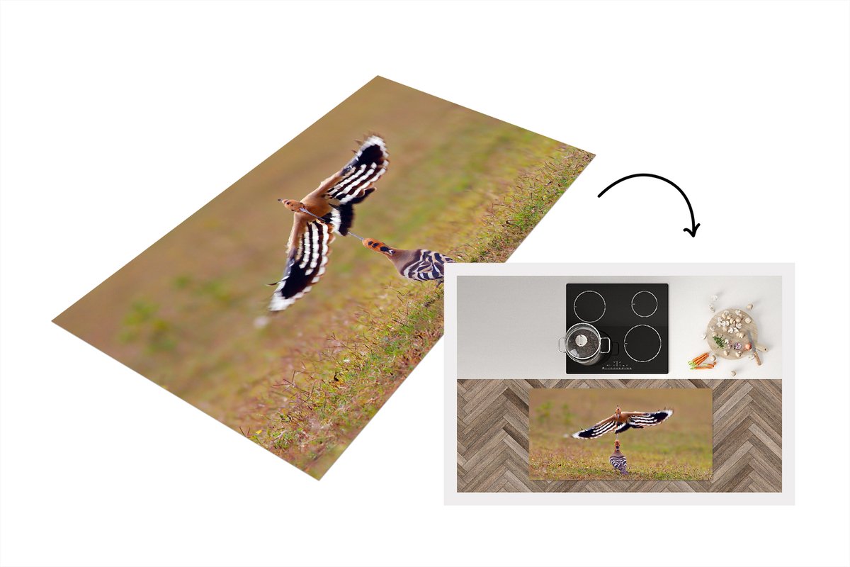 KitchenYeah Keukenloper - Loper keuken - Twee hoppen bevinden zich in een groen landschap - 120x60 cm - Keukenloper vinyl Multicolor