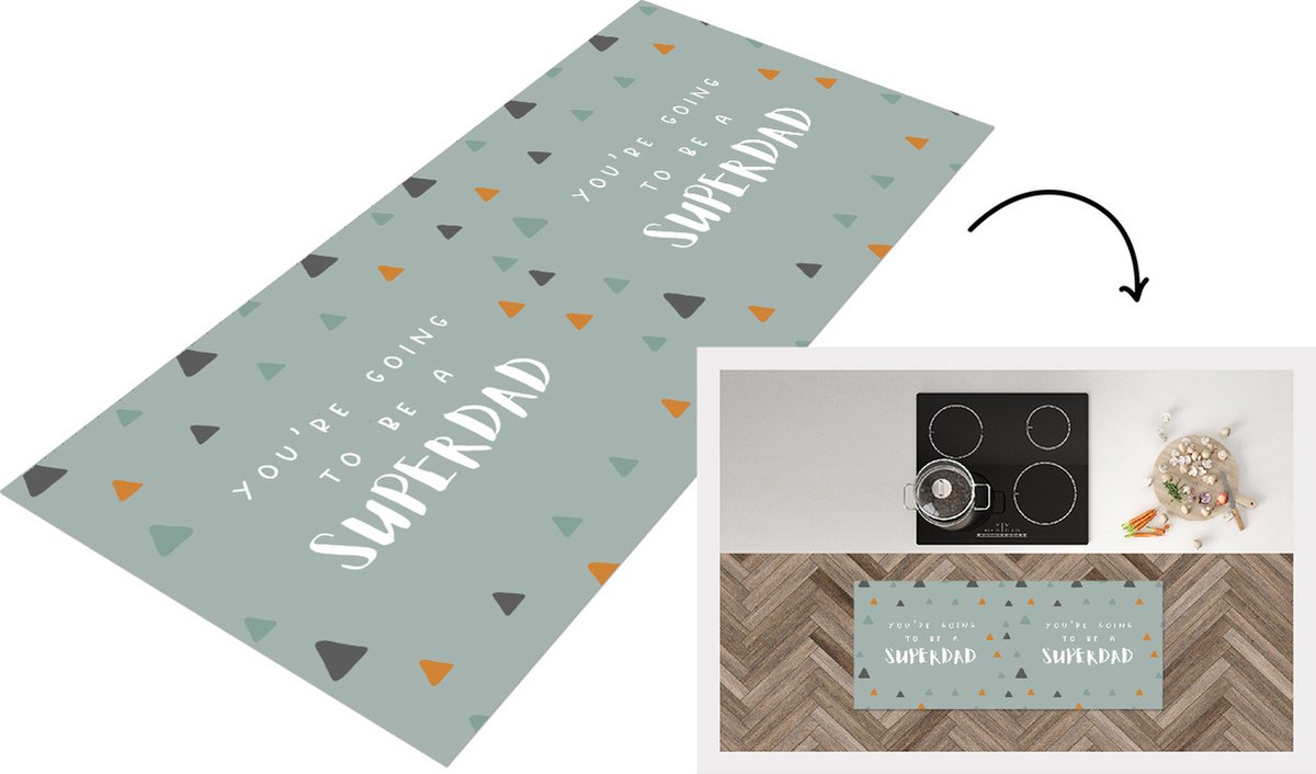 KitchenYeah Keukenloper - Loper keuken - You're going to be a superdad - Spreuken - Quotes - Papa - 120x50 cm - Keukenloper vinyl Multicolor