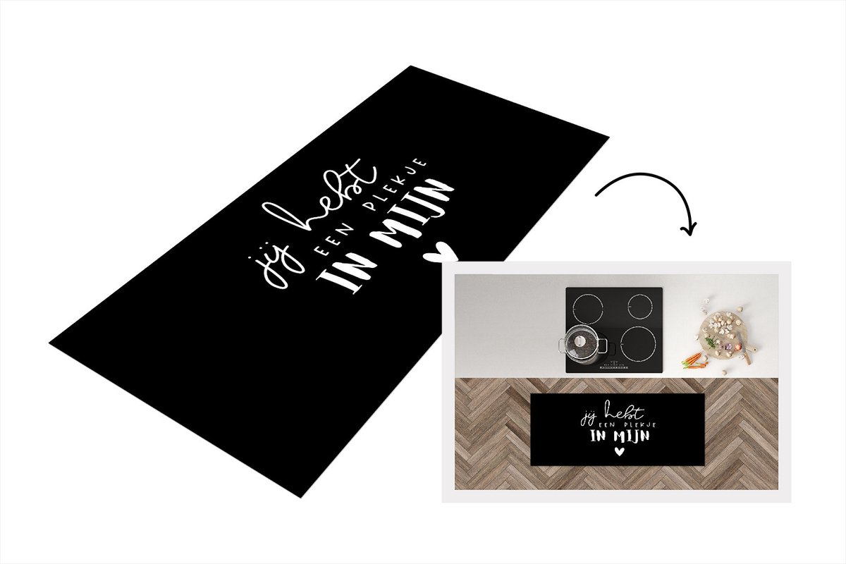 KitchenYeah Keukenloper - Loper keuken - Jij hebt een plekje in mijn hart - Quotes - Vriend - Spreuken - 120x50 cm - Keukenloper vinyl Multicolor