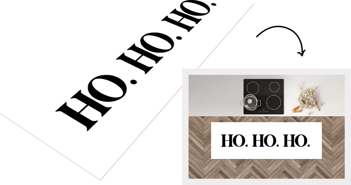 KitchenYeah Keukenloper - Loper keuken - Ho ho ho - Kerst - Kerstman - Quotes - Spreuken - 150x50 cm - Keukenloper vinyl Multicolor