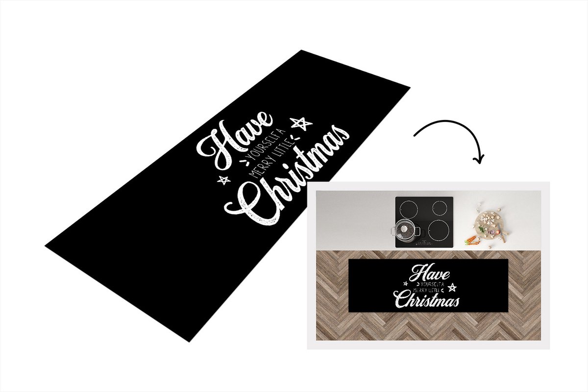 KitchenYeah Keukenloper - Loper keuken - Kerstmis - Quotes - Have yourself a merry little Christmas - Spreuken - 150x50 cm - Keukenloper vinyl Multicolor