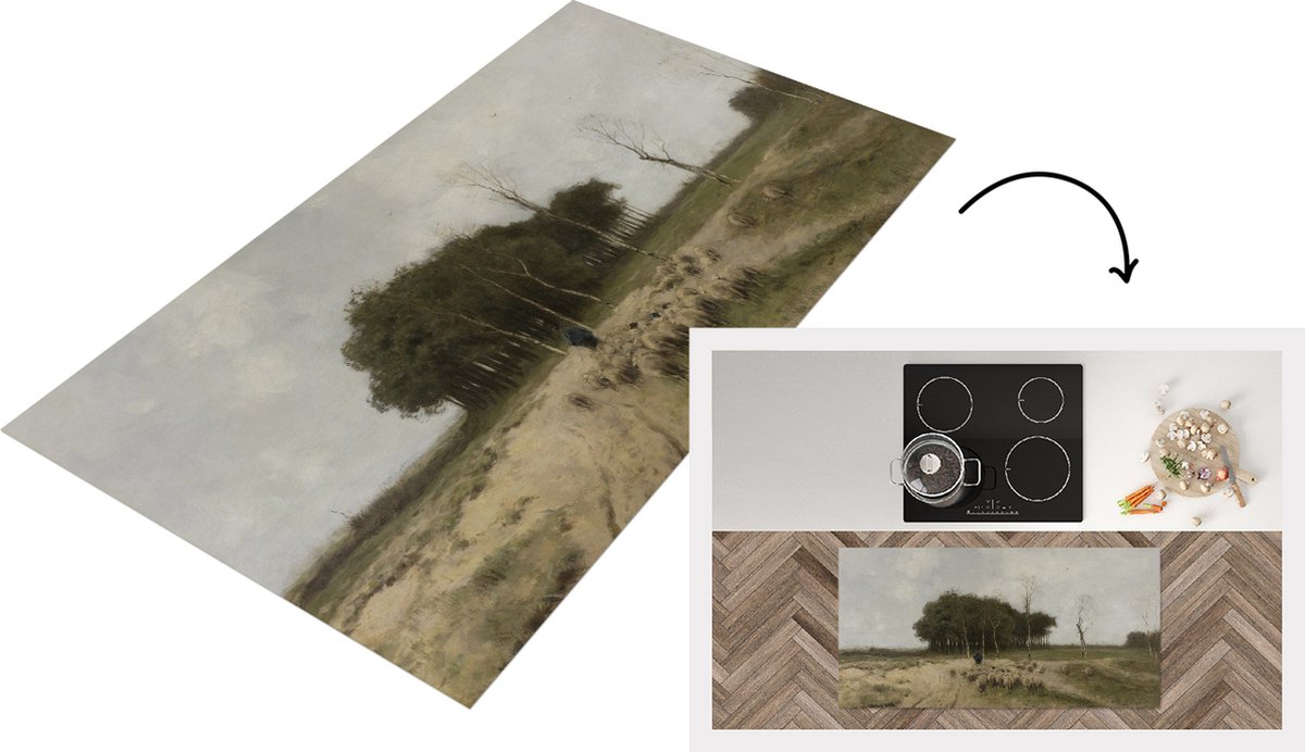 KitchenYeah Keukenloper - Loper keuken - Heide bij Laren - Schilderij van Anton Mauve - 120x60 cm - Keukenloper vinyl Multicolor