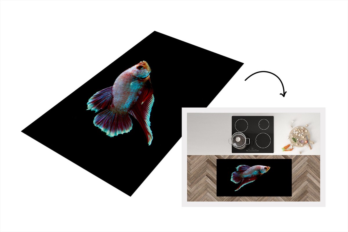 KitchenYeah Keukenloper - Loper keuken - Vis - Dieren - Licht - 120x60 cm - Keukenloper vinyl Multicolor