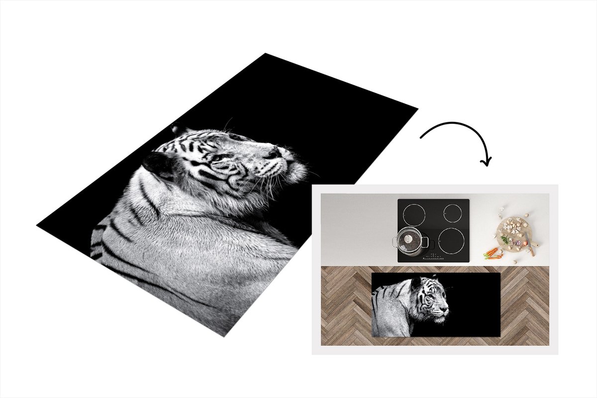 KitchenYeah Keukenloper - Loper keuken - Tijger - Wilde dieren - Licht - 120x60 cm - Keukenloper vinyl Multicolor